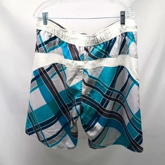 OP Blue and White Geometric Board Shorts Lined. Mens Large 36/38 NWOT - Picture 5 of 9